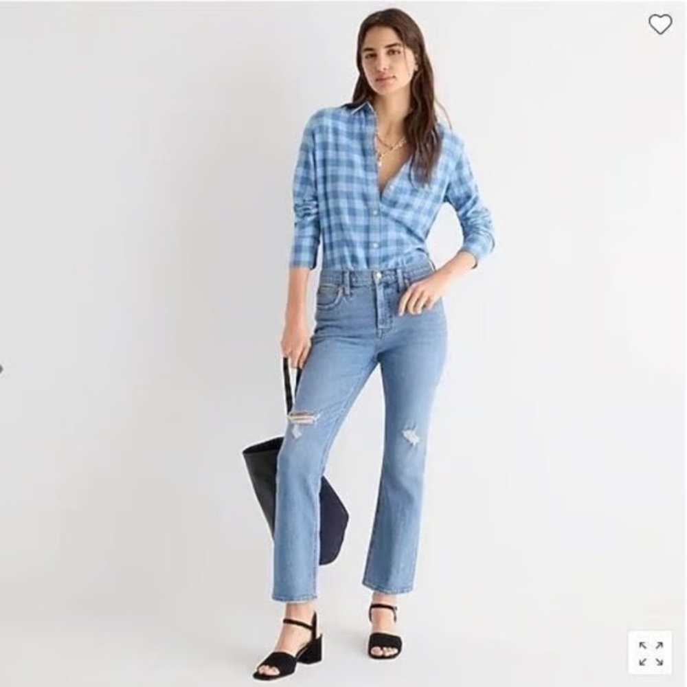 j. crew 9” billie demi boot cropped distressed jeans